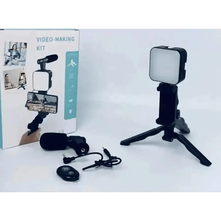 AY-49 Smartphone Video Making Vloging Kit with Flashlight & Microphone